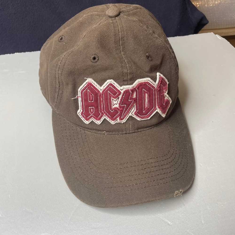 ACDC Brown Baseball Cap Big Domes Headgear Logo Adjustable Strap Hat‎